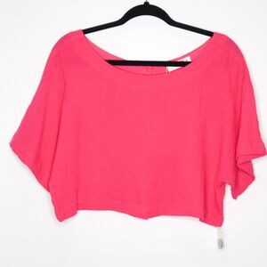 Buddy‎ Love Womens Margo Crop Top Size Large Pink Gauze Buttons Vacation Resort